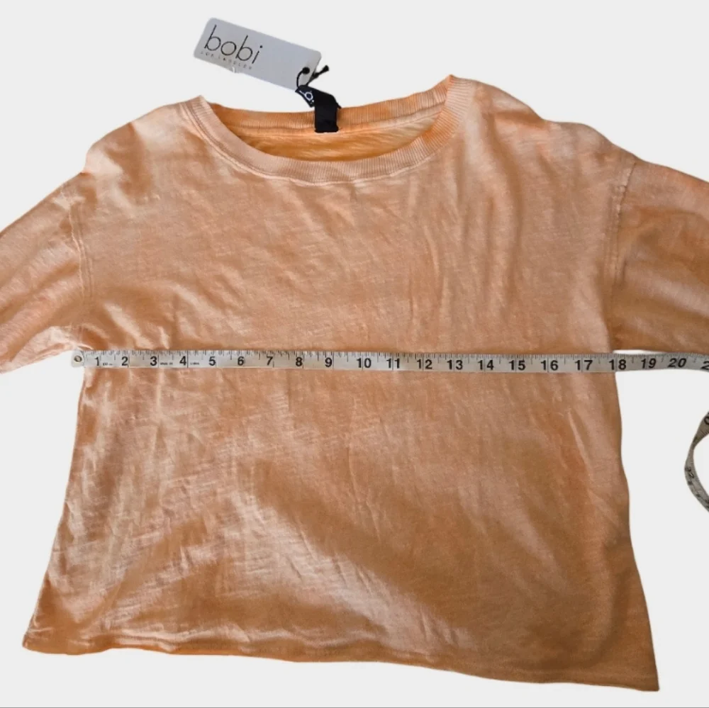 Bobi NWT Cropped Long Sleeve Tee Small Light Wash Orange Long Sleeve Women's Top - Picture 4 of 9
